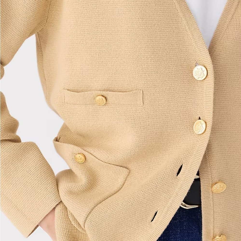 J crew Long V-neck sweater blazer light khaki - Picture 2 of 5